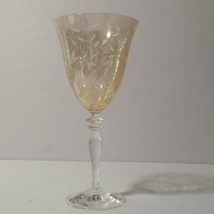 Rogaska Hand blown Gold Etched Wine Glass